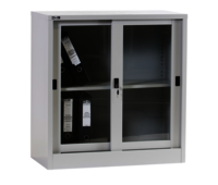 Low Height Sliding Glass Cupboard With 1 Adjustable Shelf