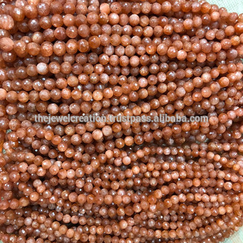 Natural AAA Sunstone Faceted Round Ball Beads 5-10mm
