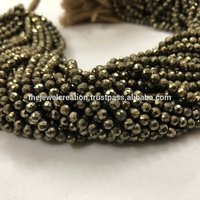 Natural Pyrite Micro Faceted Round Ball Beads 4mm