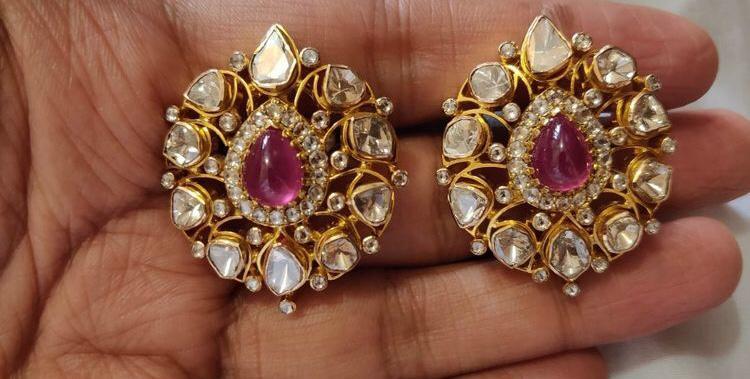Kundan Polki Ruby Earrings By NAKKASH JEWELLERY