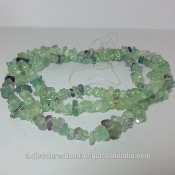 Natural Fluorite Rough Uncut Chips Bead Strand Necklace