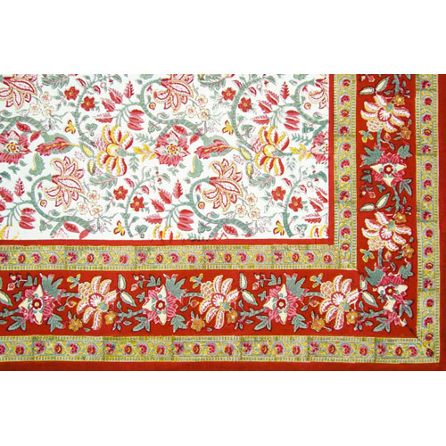 Floral Hand Block Printed Bed Cover