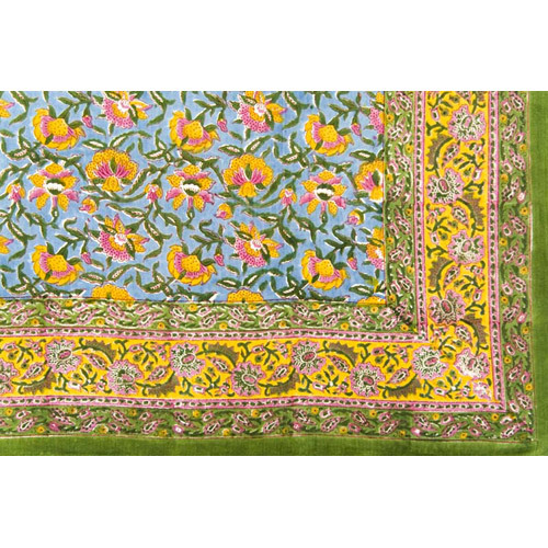 Hand Block Floral Print Bed Cover