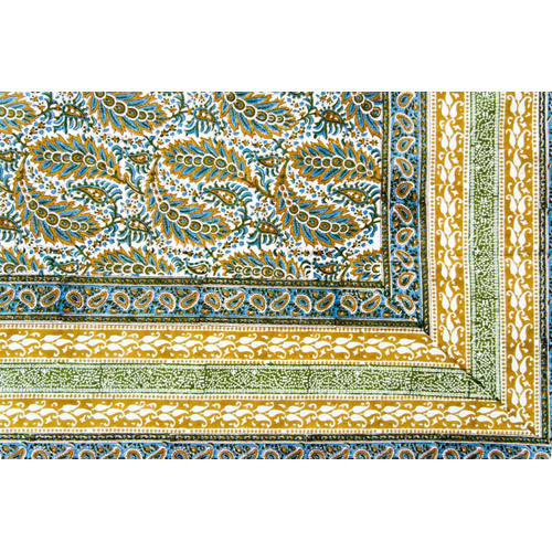 Pigment Hand Block Printed Bed Cover