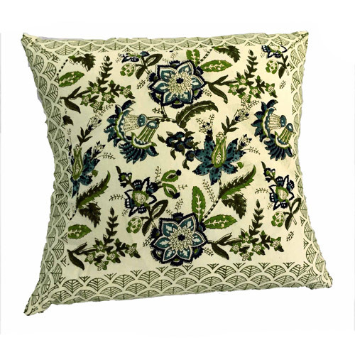 Hand Block Floral Print Cushion Cover