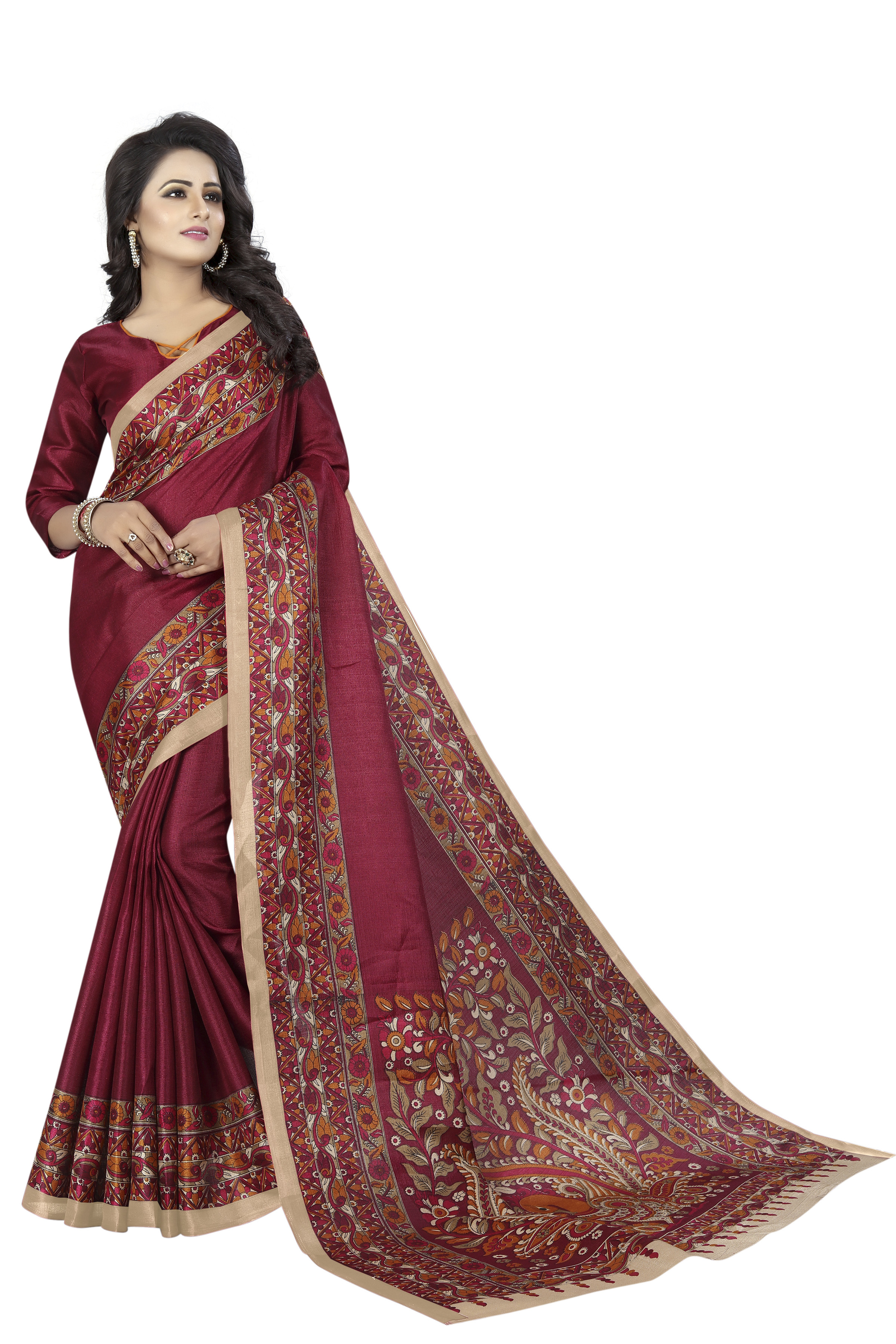 Kalamkari Silk Fancy Lot Shot Saree