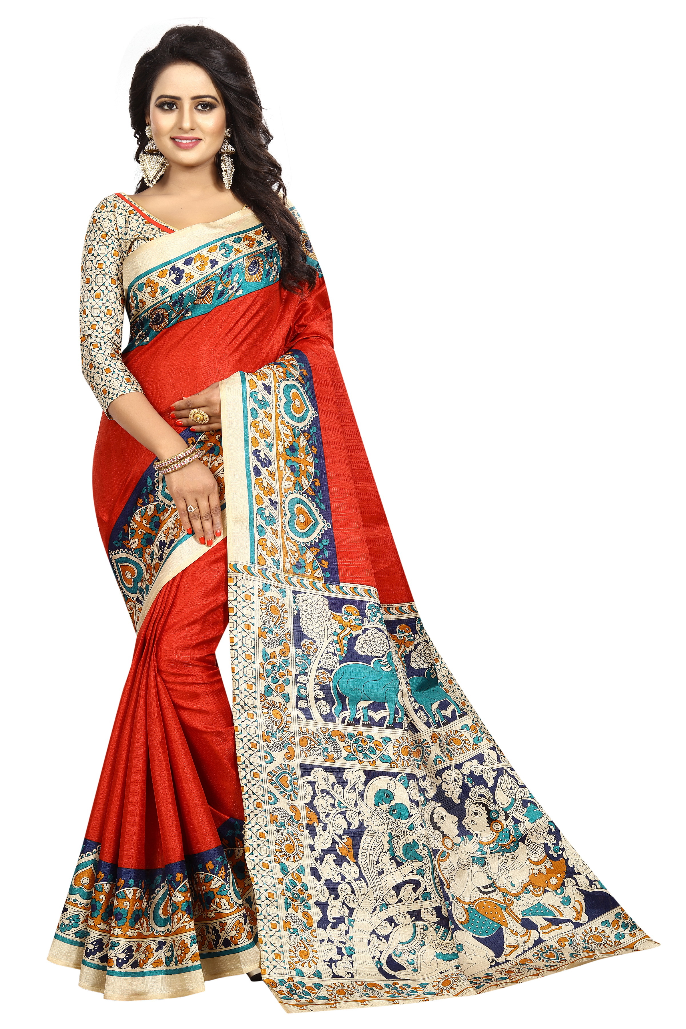 Kalamkari Fancy Silk Saree
