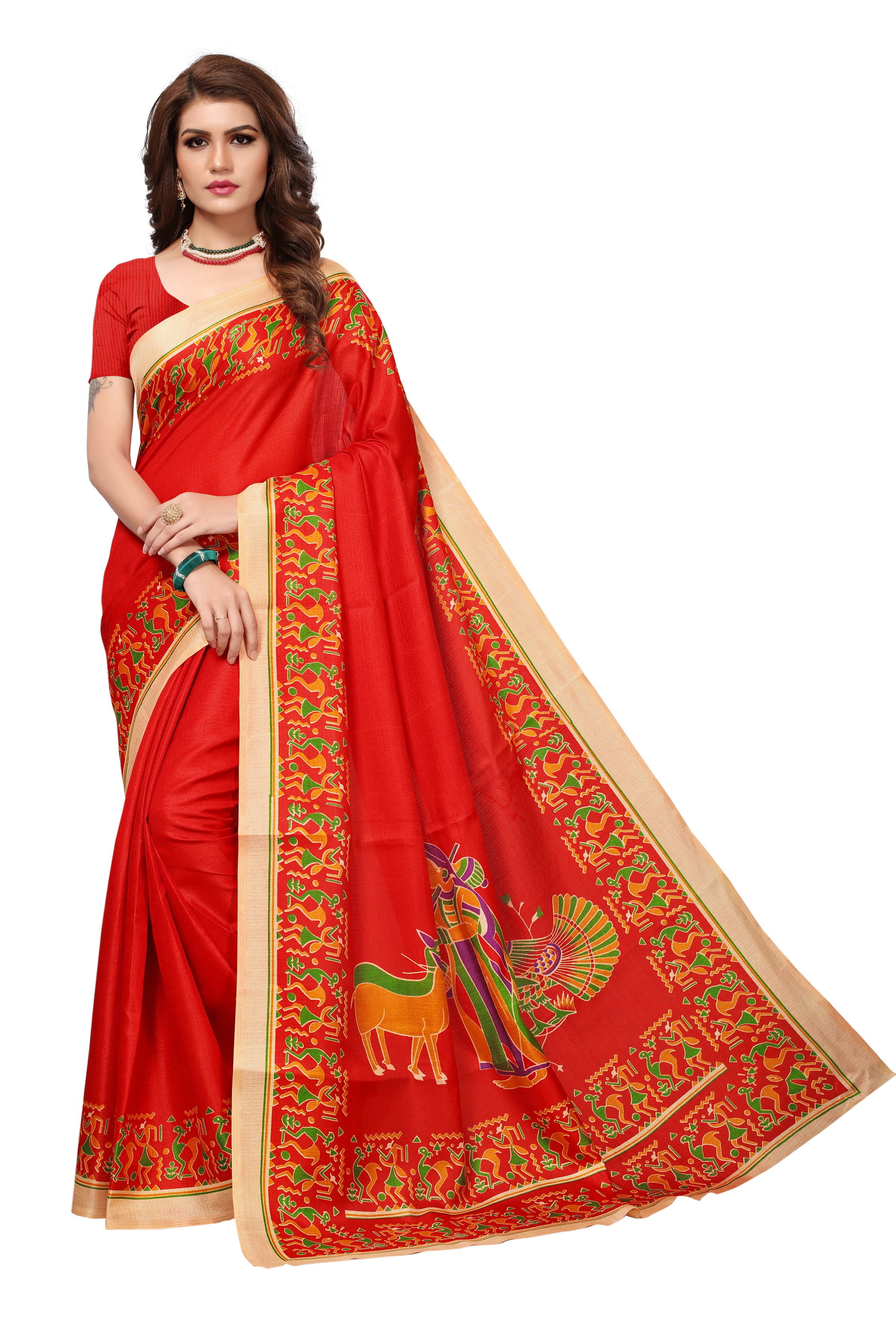 Kalamkari Print Silk Saree