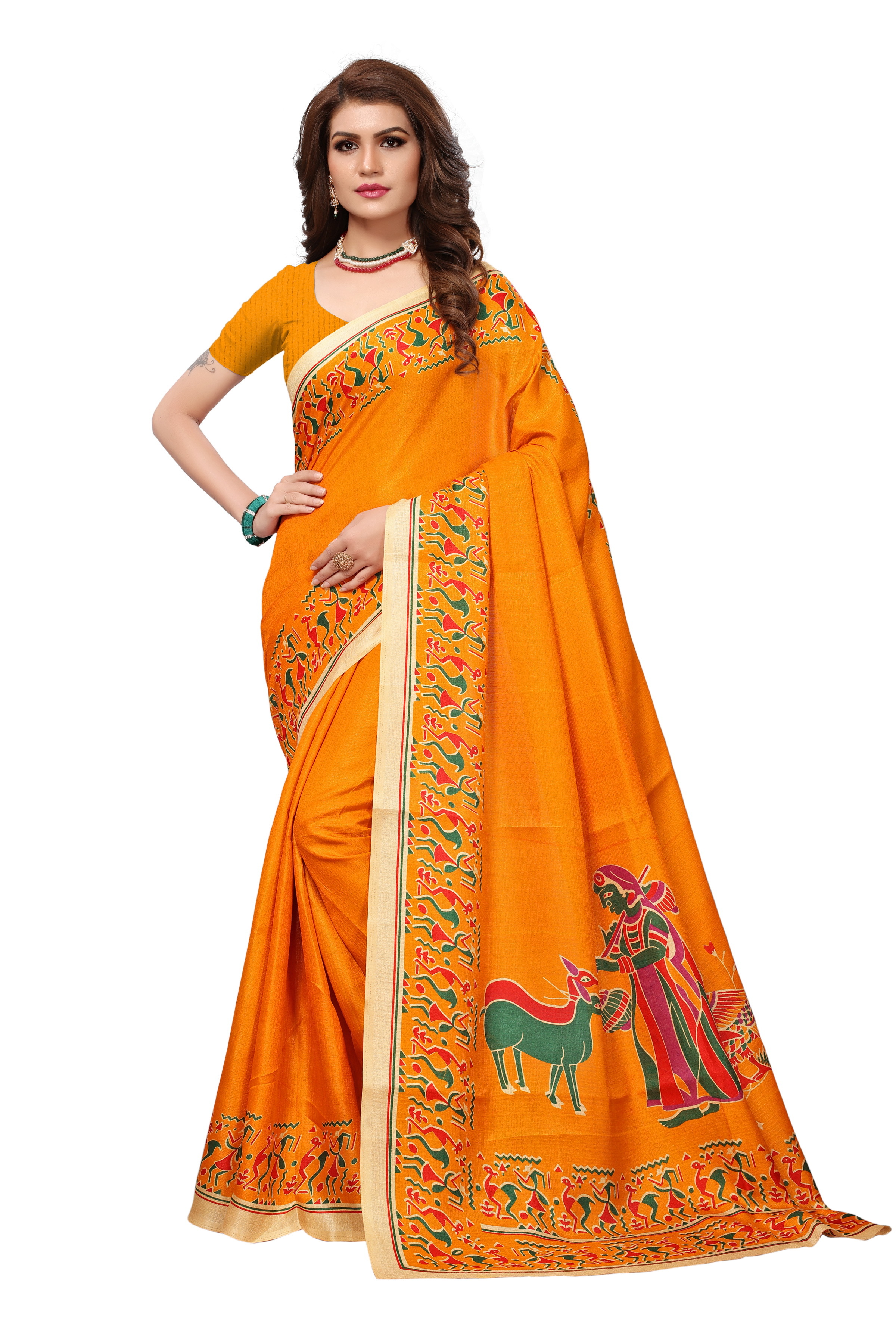 Kalamkari Print Silk Saree