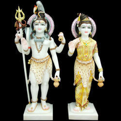 Shiv Parvati Marble Statue 