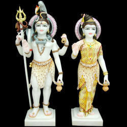 Shiv Parvati Marble Statue