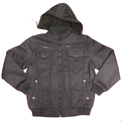 Hooded artificial leather Jacket