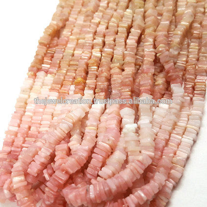 Natural Pink Opal Gemstone Heishi Square Beads
