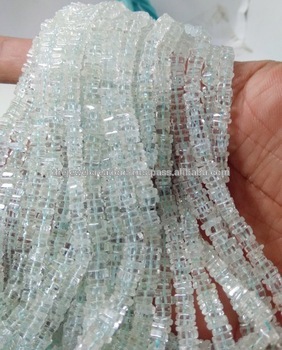Natural Aquamarine Heishi Square Beads