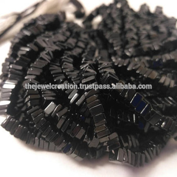 Natural Black Spinel Heishi Square Beads