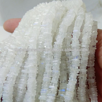 Natural White Rainbow Moonstone Heishi Square Beads