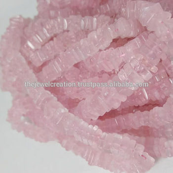 Pink Natural Rose Quartz Heishi Square Beads