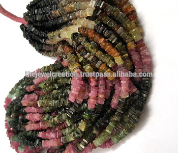 Natural Tourmaline Heishi Square Beads
