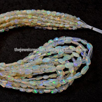 Natural Ethiopian Opal Gemstone Smooth Tumble Nugget Beads