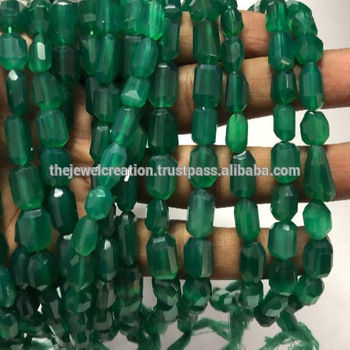 Stone Natural Aaa Green Onyx Faceted Tumble Beads