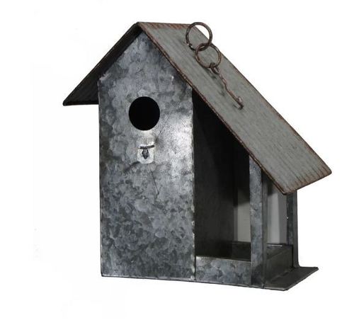 Galvanized Bird House Height: 14.25 Inch (In)