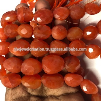 Natural Carnelian Faceted Tumble Nuggets Gemstone Bead Strand