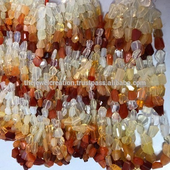 Natural Mexican Fire Opal Orange Faceted Tumble Nuggets Gemstone Beads