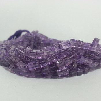 Natural Amethyst Plain Cube 3D Box Beads Gemstone Bead