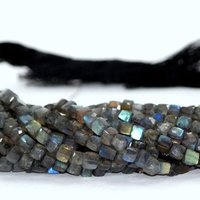 Natural Labradorite Stone Faceted Cube 3D Box Beads