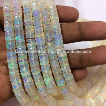 White Ethiopian Opal Stone Tyre Shape Wholesale Heishi Beads