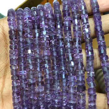 Natural Amethyst Step Cutting Faceted Tyre Heishi Beads