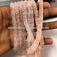 Natural Pink Rose Quartz Faceted Heishi Tyre Shape Beads 6-10mm