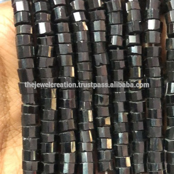 Natural Black Spinel Step Cutting Faceted Tyre Heishi Beads