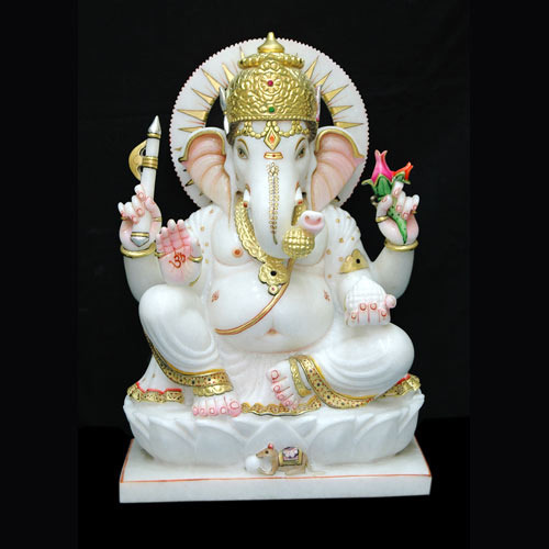 Sculpture White Marble Ganesh Statue