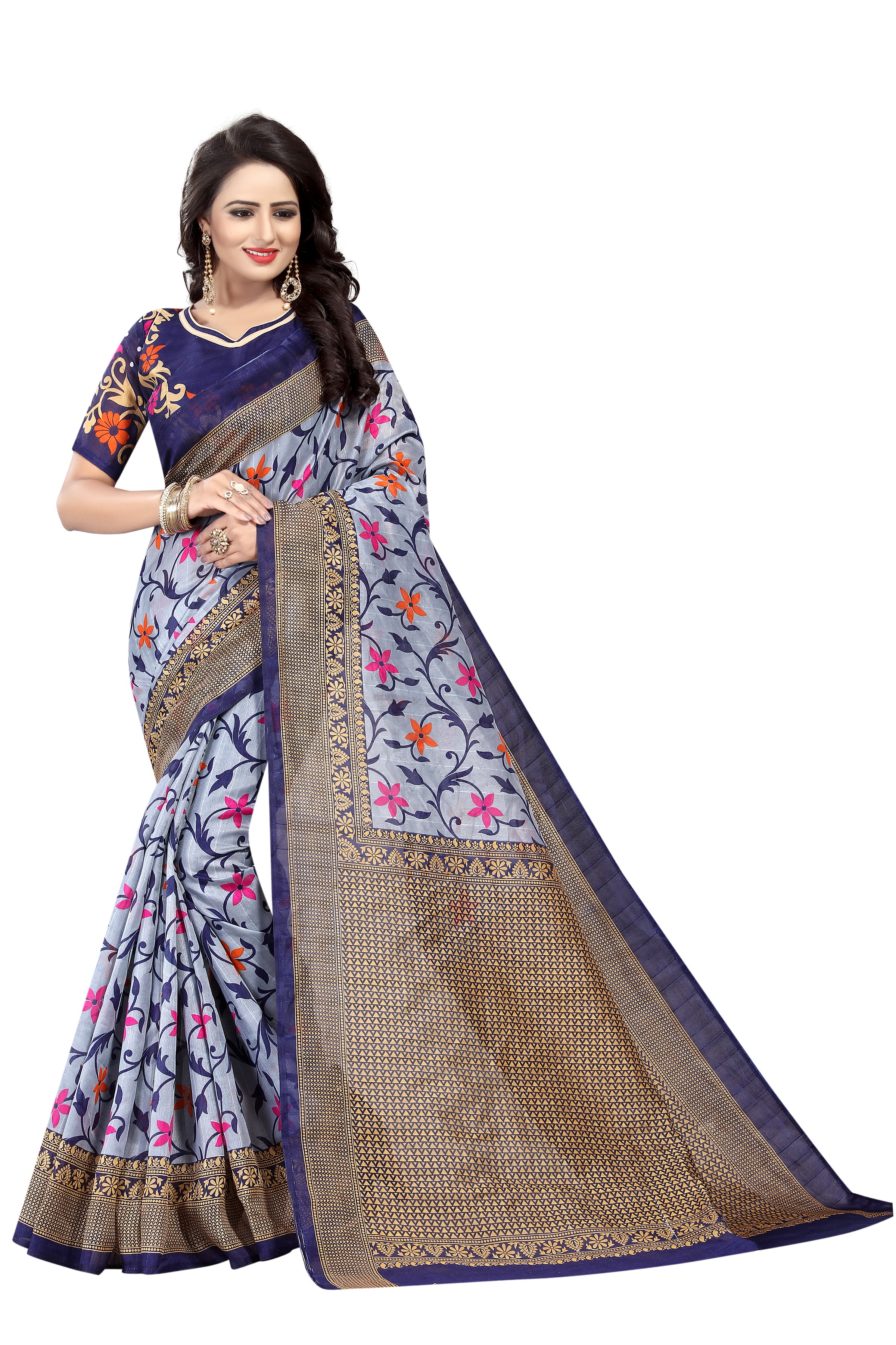 Fancy Printed Bhagalpuri  Silk  Sarees