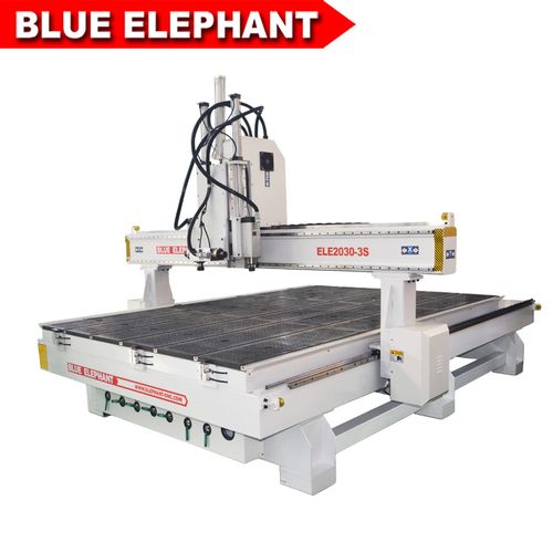 Metal Blue Elephant Cnc 2030 Pneumatic 3 Spindles Router Cnc For Door Making With Air Cooling Spindls