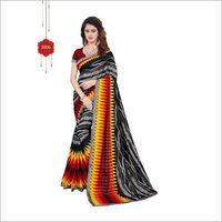 Georgette With Lace Saree - Georgette Silk Fabric, Length: 5.5 Mtr, Blouse Length: 0.8 Mtr | Colors: Blue, Red, Orange, Yellow, Pattern: Printed