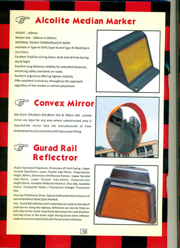 Alcolite Median Marker, Convex Mirror, Guard Rail Reflector - Metal Construction | Manual Functionality, Traffic Light Signal Compatibility