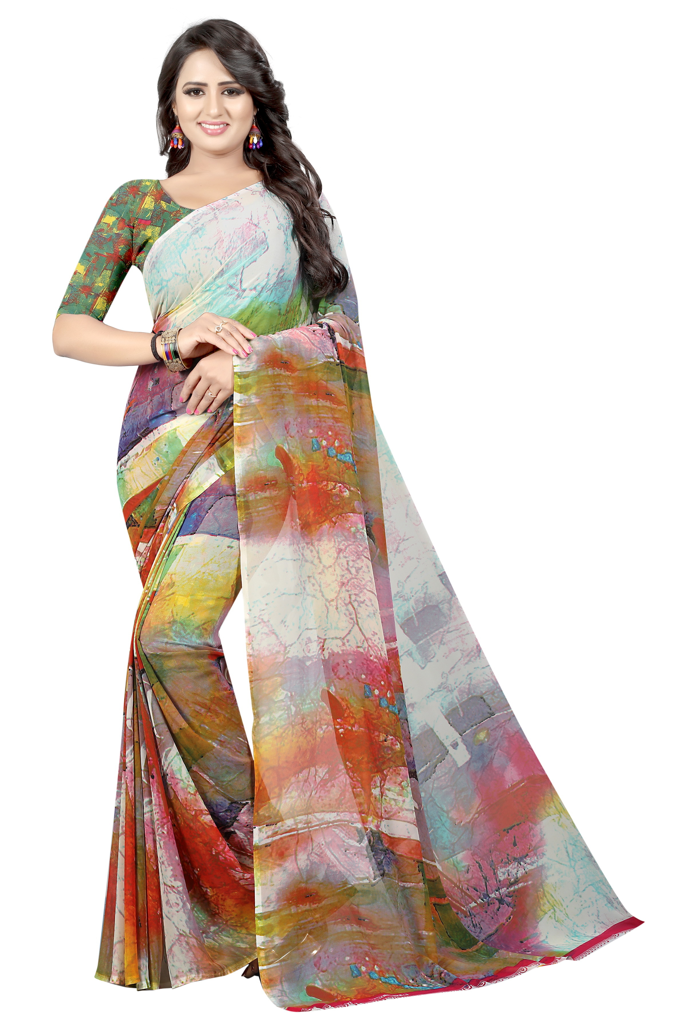 Georgette With lace Saree