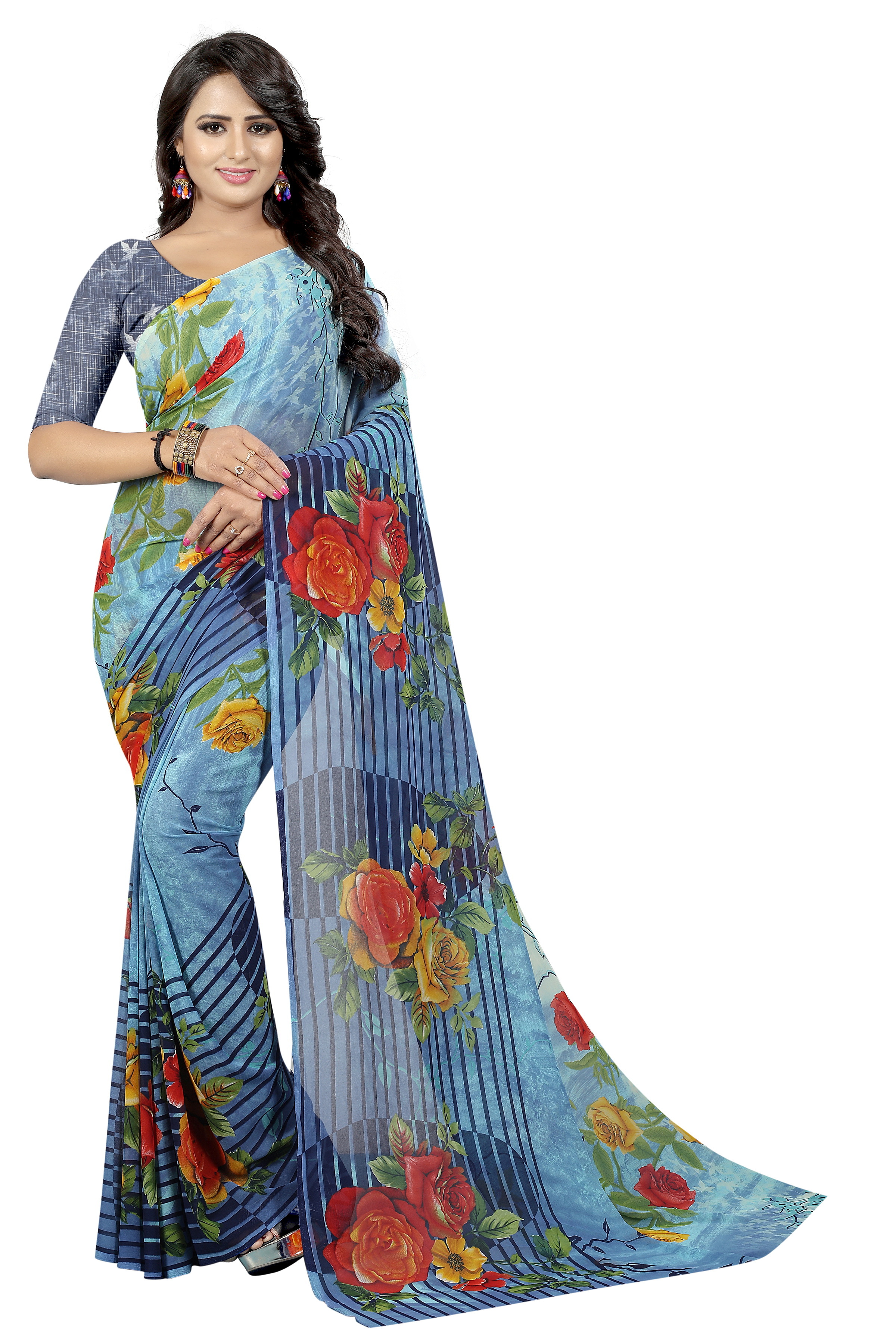 Georgette With lace Saree