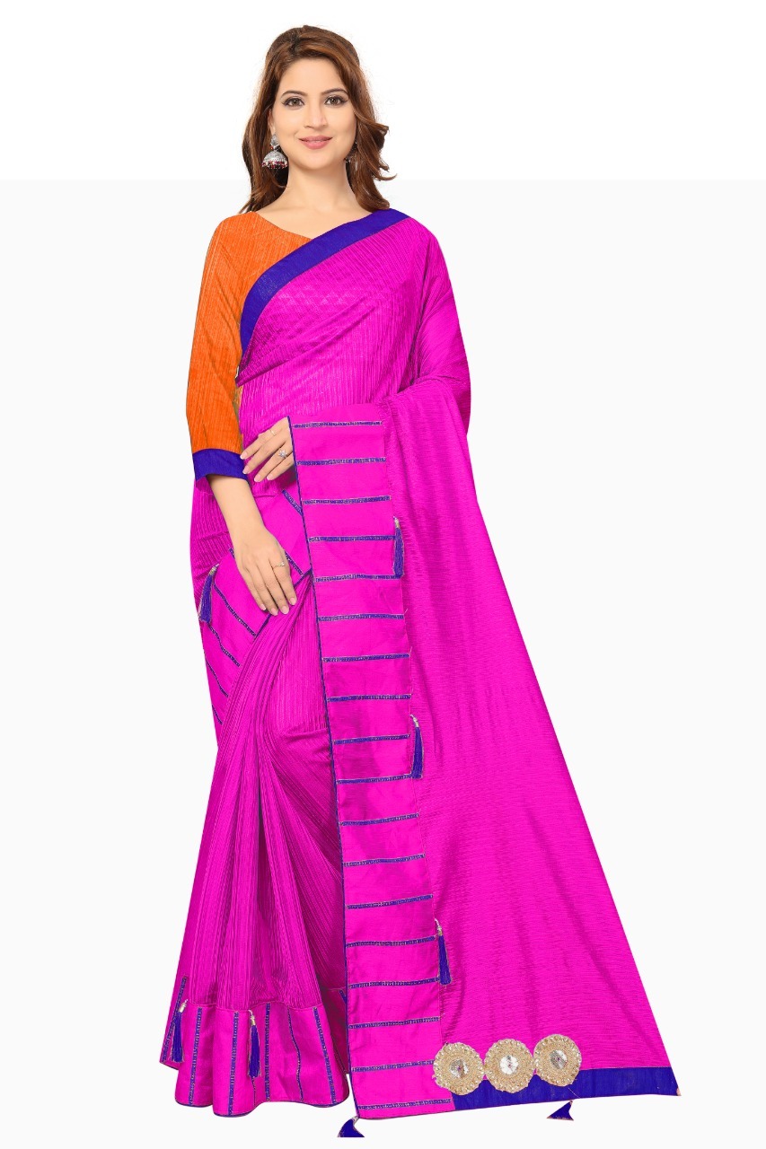Pure Soft Polyester Saree And Design Butta Work With Jhalar