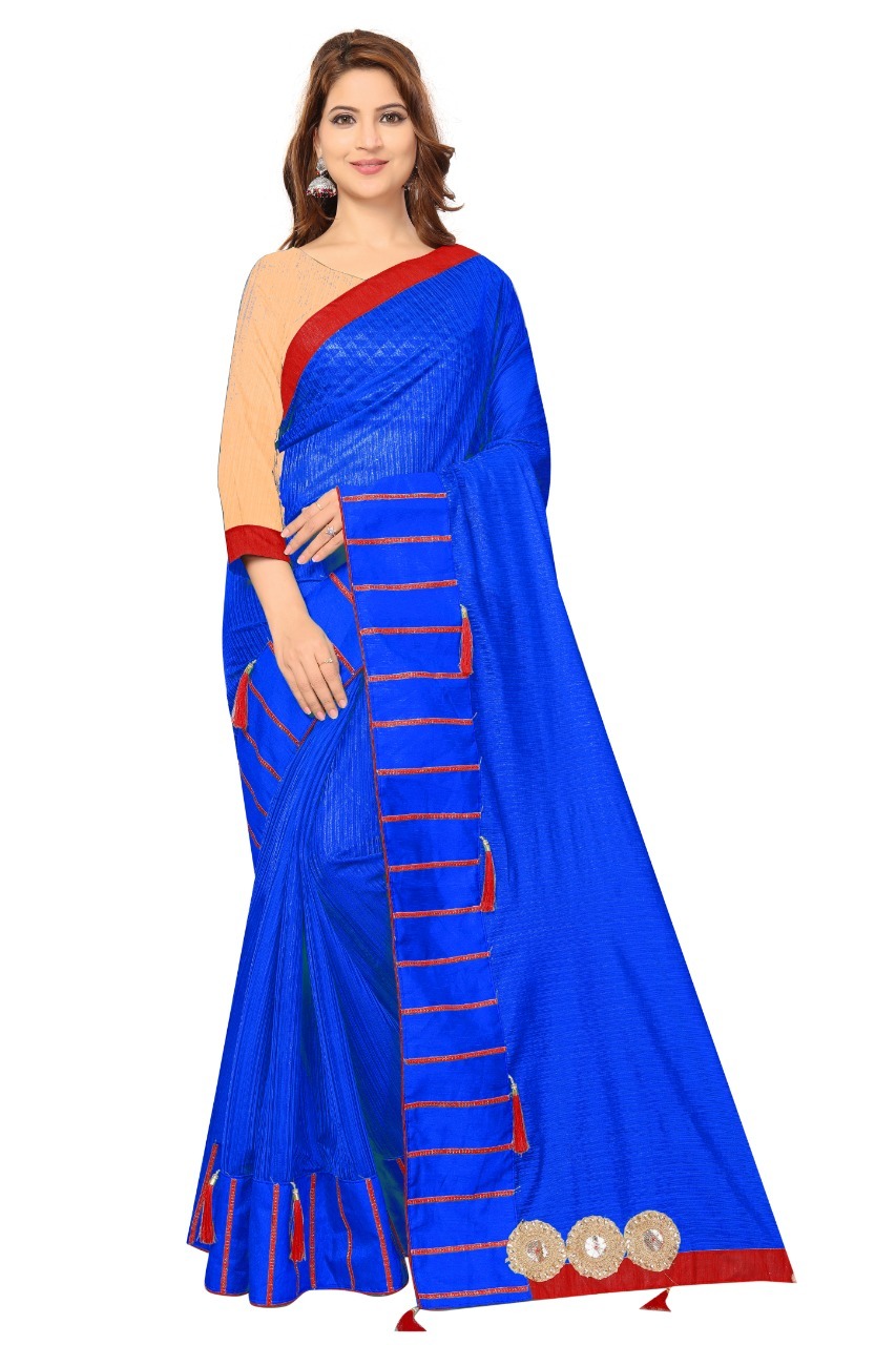 Pure Soft Polyester Saree And Design Butta Work With Jhalar