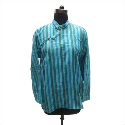 Ladies Kurties - Cotton Plus Size, Blue and Green Full Sleeves | Breathable, Washable, Printed for Spring and Summer