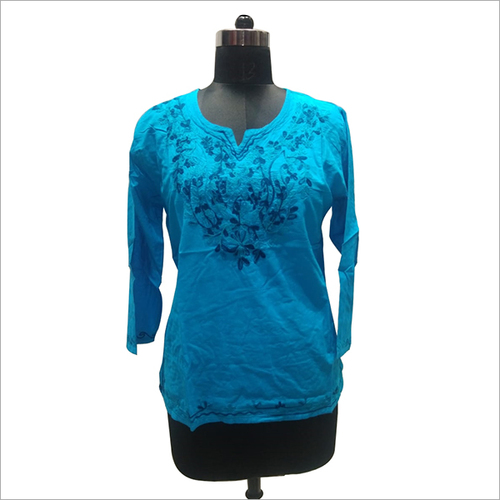 Blue Ladies Cotton Kurti