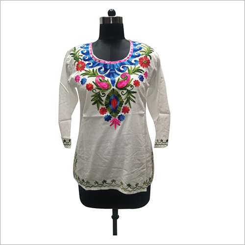 Ladies Oon Embroidery Cotton Top/Blouse - Available in Multiple Sizes (S-XXXL) | Breathable, Quick Dry, Anti-Wrinkle, Ethnic Style, Assorted Colors