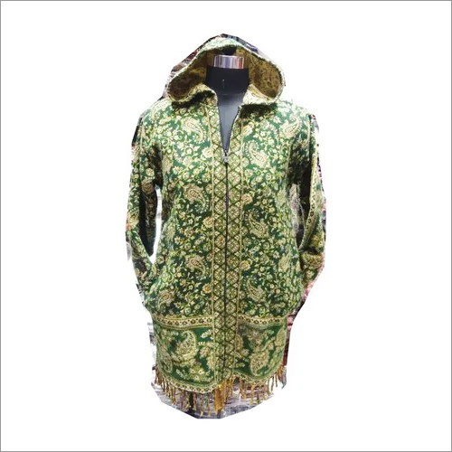 Green And Cream Unisex Hood Zip Jacket