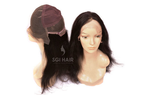 Black Temple Hair Human Wigs