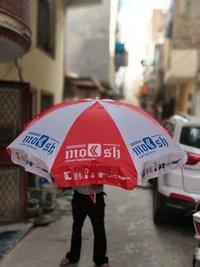 Red & White Garden Advertising Umbrella