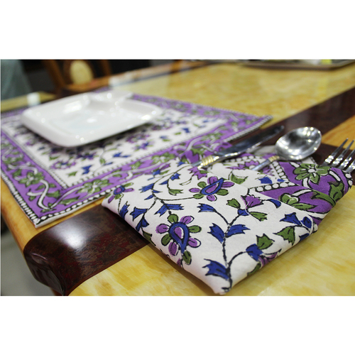 Violet /Green / White Printed Table Mat