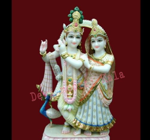 White Marble Radha Krishna Statue